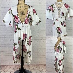 Love Is For Eternity Floral Plunge Front High Lo Top/Tunic